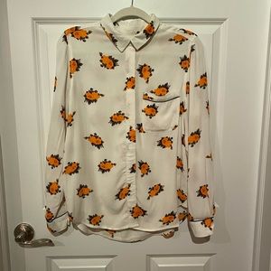 Ganni flowered button down blouse